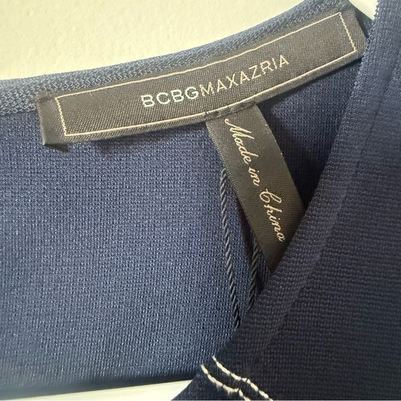 New BCBGMaxAzria Bohemian Indie Long Sleeve Women’s Navy Blue Shirt - Picture 2 of 7